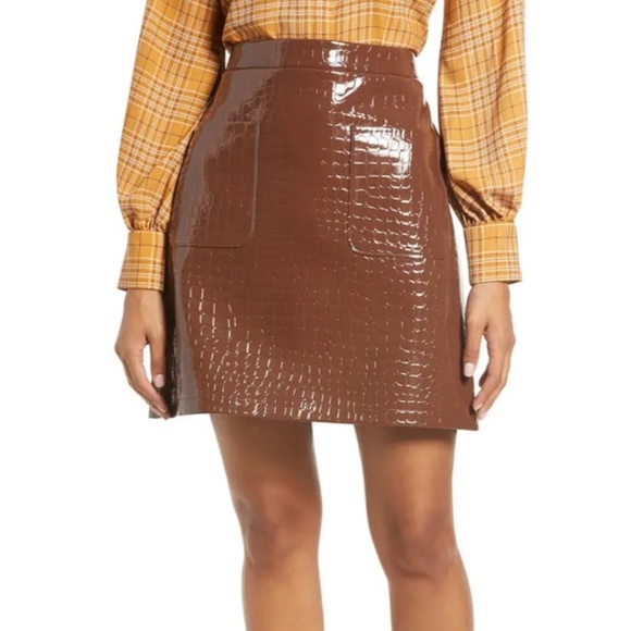 Halogen Atlantic-Pacific Croc Embossed Mini Skirt
